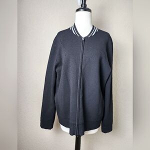 Vince Bomber Jacket with Striped Collar Black Size M